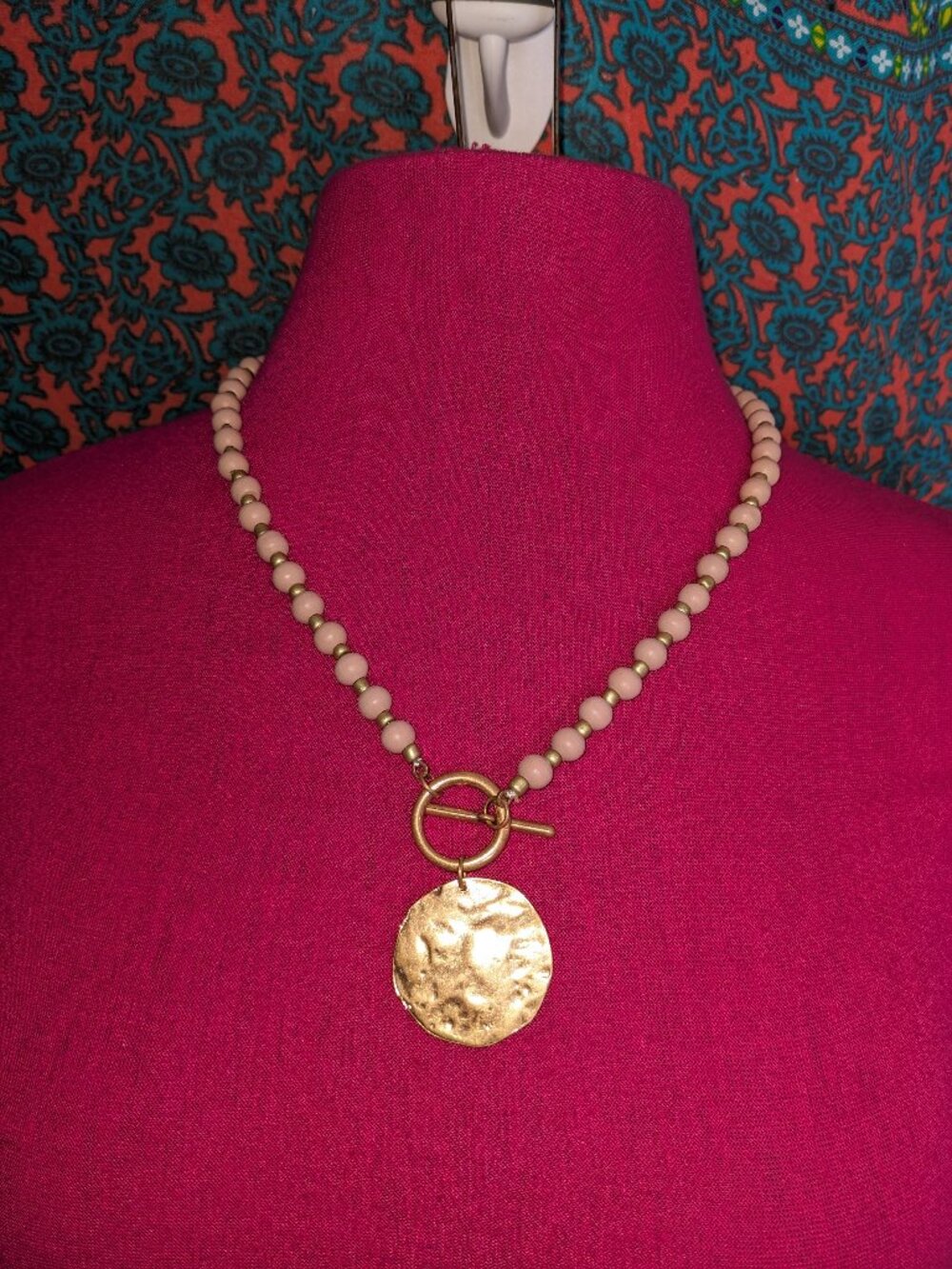 **Moving Sale** Handmade Light Pink & Antique Gold Necklace